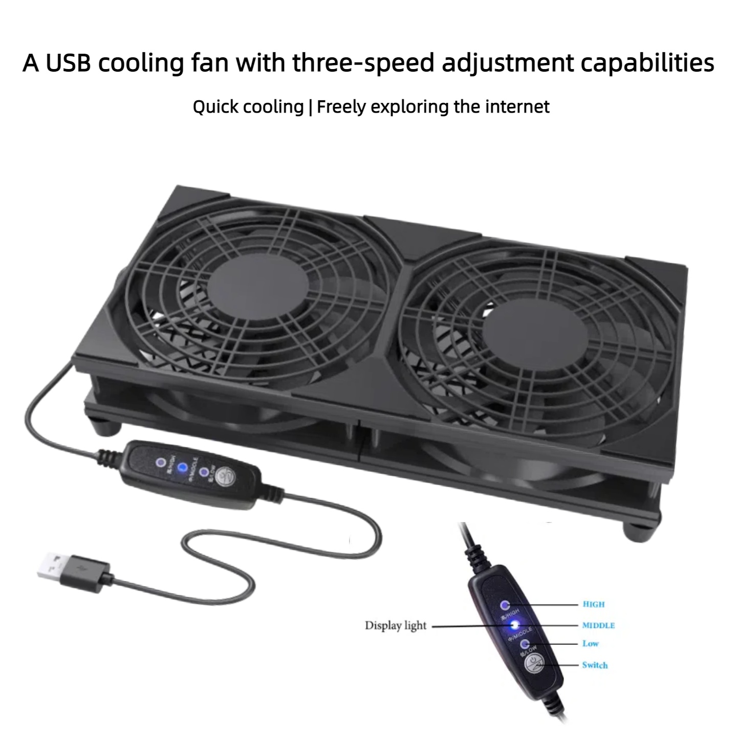 Dual USB Cooling Fan with 3-Sp - Gaming Console Controller recension och pris
